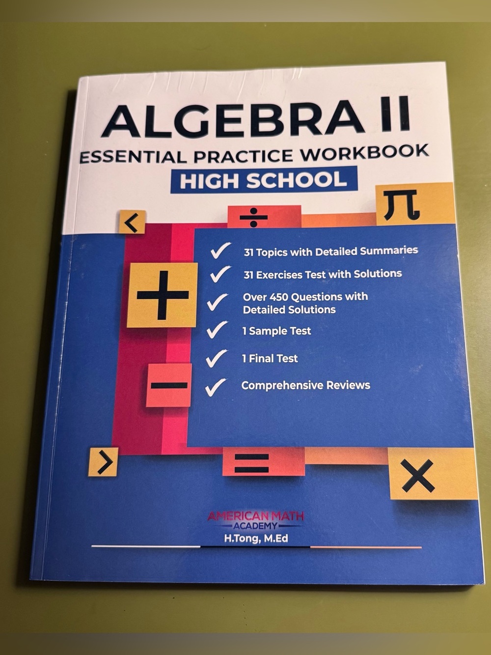 Algebra II Essential Practice Workbook High School H. Tong 2021 Unused. In great